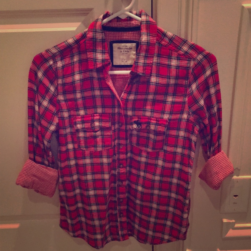 Abercrombie & Fitch Red Plaid Button Down